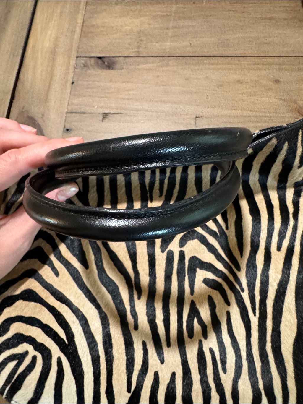Zebra-Print Tote Bag With Black Handles — image 4 of 7